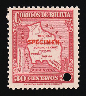 1935 30c Plurinational State of Bolivia, Specimen, Annulated
