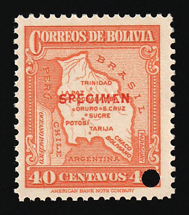1935 40c Plurinational State of Bolivia, Specimen, Annulated