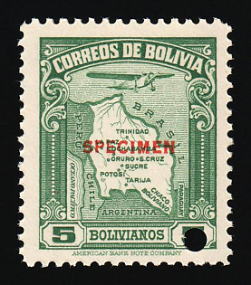 1935 5b Plurinational State of Bolivia, Airmail, Specimen, Annulated
