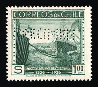 1936 1p Republic of Chile, Specimen