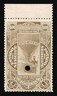 1892-94 400r Federative Republic of Brazil, Revenue, Annulated, Margin