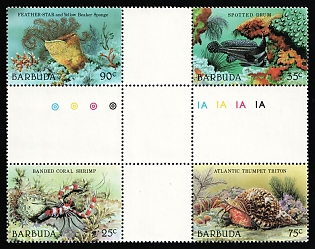 1980 Barbuda, Se-tenant, Gutter Block