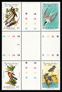 1985 Barbuda, Se-tenant, Gutter Block, Complete Set