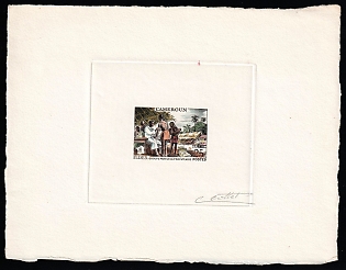1956 25fr Republic of Cameroon, Master Die Proof Sunken Sheetlet, Signed by Artist