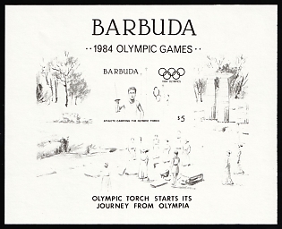 1984 5$ Barbuda, Souvenir Sheet, Trial Color Proof, Imperforate