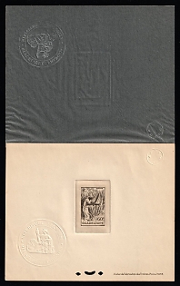 1947 60c Guadeloupe, Overseas Department of France, Proof Sheetlet with Curtain, Epreuve de Luxe, Deluxe Presentation Miniature  Sheet