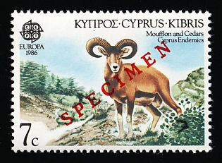 1986 7c Cyprus, Specimen