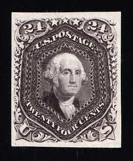 1861 24c Washington, United States, USA, Liliac, Proof on India Paper, Imperforate