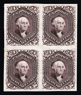 1861 24c Washington, United States, USA, Liliac, Proof on India Paper, Imperforate