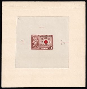 1945 1s Republic of Ecuador, Red Cross, Proof Sheetlet