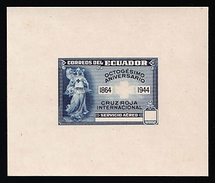 1945 2s Republic of Ecuador, Red Cross, Airmail, Trial Color Proof Sheetlet