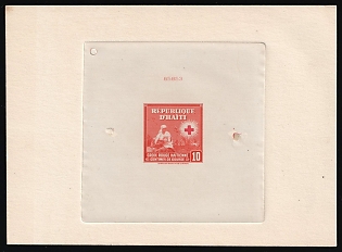 1945 10c Republic of Haiti, Red Cross, Proof Sheetlet, Signed