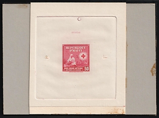 1945 50c Republic of Haiti, Red Cross, Proof Sheetlet, Signed