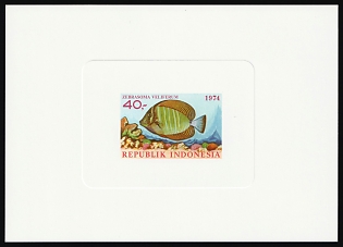 1974 40r Republic of Indonesia, Proof Sheetlet, Epreuve de Luxe, Deluxe Presentation Miniature Sheet