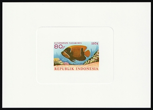 1974 80r Republic of Indonesia, Proof Sheetlet, Epreuve de Luxe, Deluxe Presentation Miniature Sheet