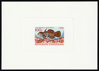 1974 100r Republic of Indonesia, Proof Sheetlet, Epreuve de Luxe, Deluxe Presentation Miniature Sheet