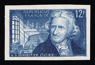 1956 12fr France, Blue Trial Color Proof, Imperforate
