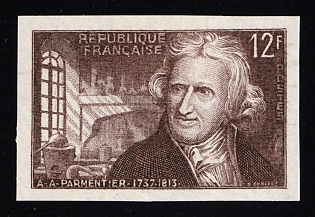 1956 12fr France, Brown Trial Color Proof, Imperforate
