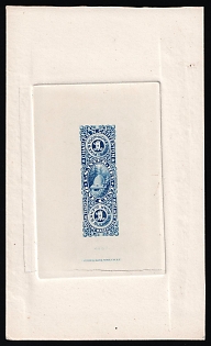 1864 1c Charles N. Crittenton, United States, USA, Private Medicine Stamp, Blue, Die Proof on India paper mounted on sunken card, Imperforate