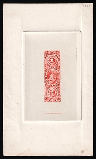 1864 1c Charles N. Crittenton, United States, USA, Private Medicine Stamp, Orange, Die Proof on India paper mounted on sunken card, Imperforate