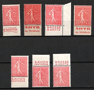 1926 50c France, Sheet Inscriptions, Margins