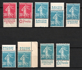 1925 30c France, Sheet Inscriptions, Margins