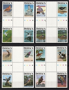 1987 Commonwealth of Dominica, Se-tenants, Gutter Blocks of Four, Complete Set, Sheet Inscriptions