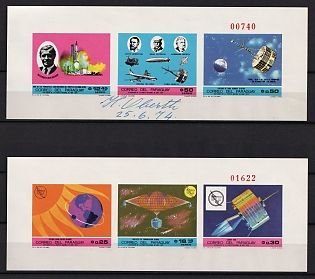 1969 Republic of Paraguay, Complete Set, Airmail, Souvenir Sheets, Signature of Hermann Oberth