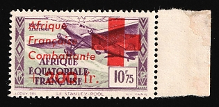 1943 10.75fr+200fr French Equatorial Africa, French Colonies, Airmail, Margin
