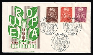 1957 (16 Sep) 'Europa CEPT - 'PAX', Edited by Raymond Thill, Rumelange', Luxembourg, First Day Cover used in Luxembourg franked with Complete Set of 2fr - 4fr, Commemorative Postmarks