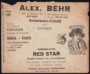 Advertising Cover from Brussels (Belgium) to Auvelais (Wallonia, Belgium)