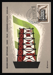 1956 (15 Sep) 'Europa CEPT', Luxembourg, FDC Postcard used in Luxembourg, franked with 2fr, Commemorative Postmark