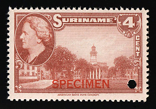 1945 4c Suriname, Netherlands Colonies, Specimen, Annulated