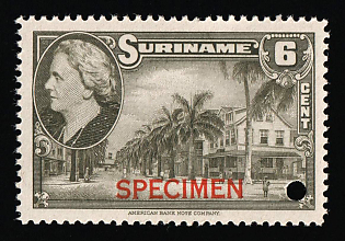 1945 6c Suriname, Netherlands Colonies, Specimen, Annulated