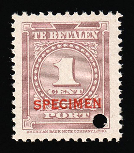 1945 1c Suriname, Netherlands Colonies, Official Stamp, Specimen, Annulated