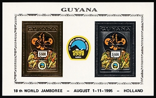 1995 800d Co-operative Republic of Guyana, Miniature Sheet, Black Overprint '18th World Jamboree, August 1-11, 1995, Holland'