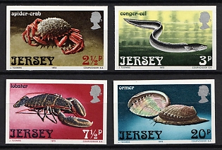 1973 Bailiwick of Jersey, Great Britain Crown Dependency, Imperforate Stamps, Rare, Complete Set