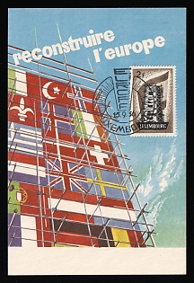 1956 (15 Sep) 'Europa CEPT - Rebuilding Europe', Luxembourg, FDC Postcard from Luxembourg to Oran (Algeria) franked with 2fr, Commemorative Postmark