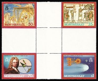 1986 Montserrat, British Overseas Territories, British Commonwealth, Se-tenant, Gutter Block