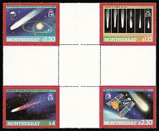 1986 Montserrat, British Overseas Territories, British Commonwealth, Se-tenant, Gutter Block