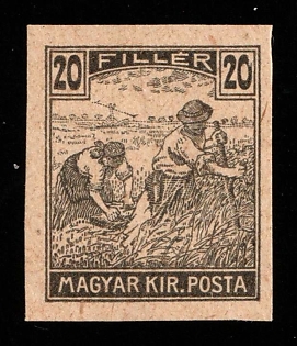 20f Hungary, Imperforate, Black Proof, no Watermark