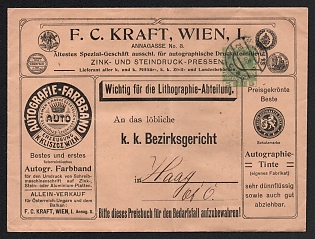 1909 (20 Mar) 5h Austria-Hungary, Postal Stationery Advertising Cover "Autographic Printing Equipment", from Vienna (Austria) to The Hague (Netherlands)