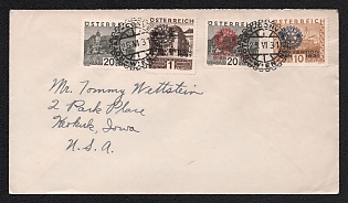 1931 (25 Jun) Austria, Cover from Vienna (Austria) to Keokuk, Iowa (United States), franked with 20g, 10g+10g, 20g+20g, and 1S+1S