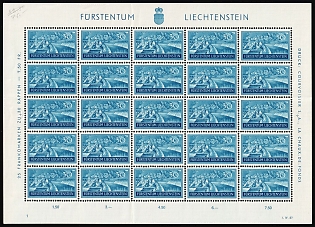 1937 30rp Liechtenstein, Full Sheet