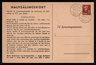 1941 (8 May) Norway, 15øre Postal Stationery Half-Sale Card with Inventory Statement used in Oslo