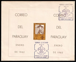 1962 (6 Feb) 'Paraguayan Post - Always Ready', Paraguay, First Day Issue, Airmail Cover franked with Souvenir Sheet, Imperforate, Commemorative Postmarks