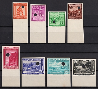 1940 Republic of Paraguay, Proofs, Annulate, Complete Set, Imperforate, Margins