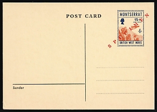 Montserrat, British Overseas Territories, British Commonwealth, 15c Postal Stationery Postcard, Airmail, Specimen, Mint
