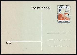 Montserrat, British Overseas Territories, British Commonwealth, 15c Postal Stationery Postcard, Airmail, Mint