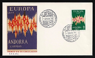 1972 (2 May) 'Europa CEPT', Andorra Spanish, First Day Cover used in Andorra la Vella franked with Full Set of 8pta, Commemorative Postmarks